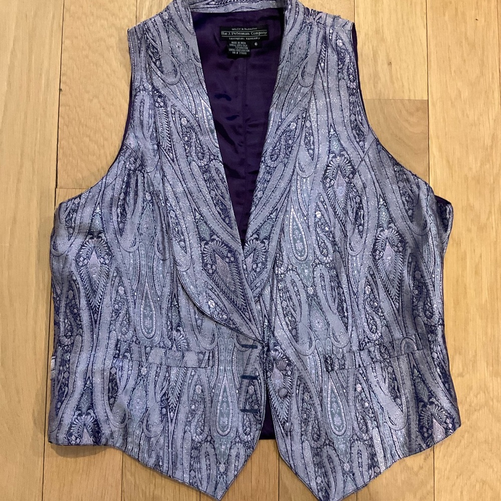 J. Peterman Women's Vest in Purple and Gray Paisley